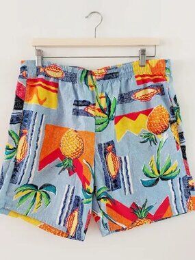 Unique Vintage Pineapple Print Men's Swim Shorts Mens L